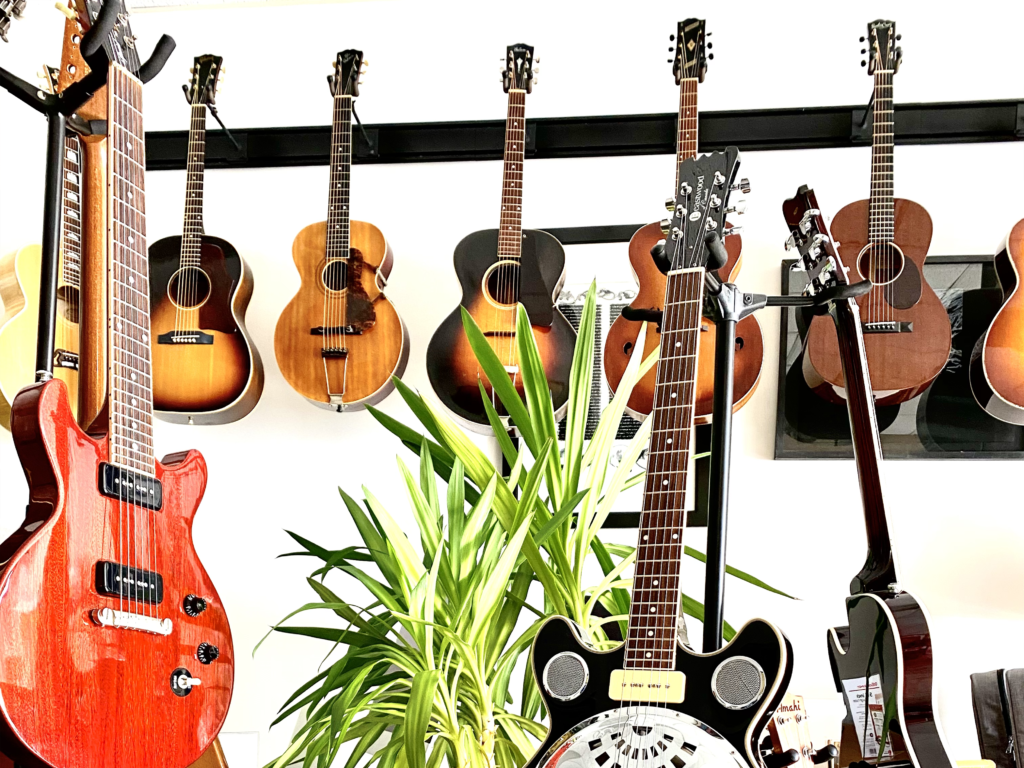 guitars on guitar stands