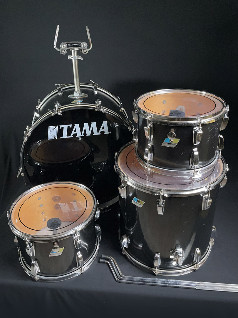 1970s Ludwig Blue/Olive Badge Drum Kit - Black 4 piece